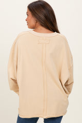 Oatmeal Mineral Washed French Terry Oversized Maternity Sweatshirt