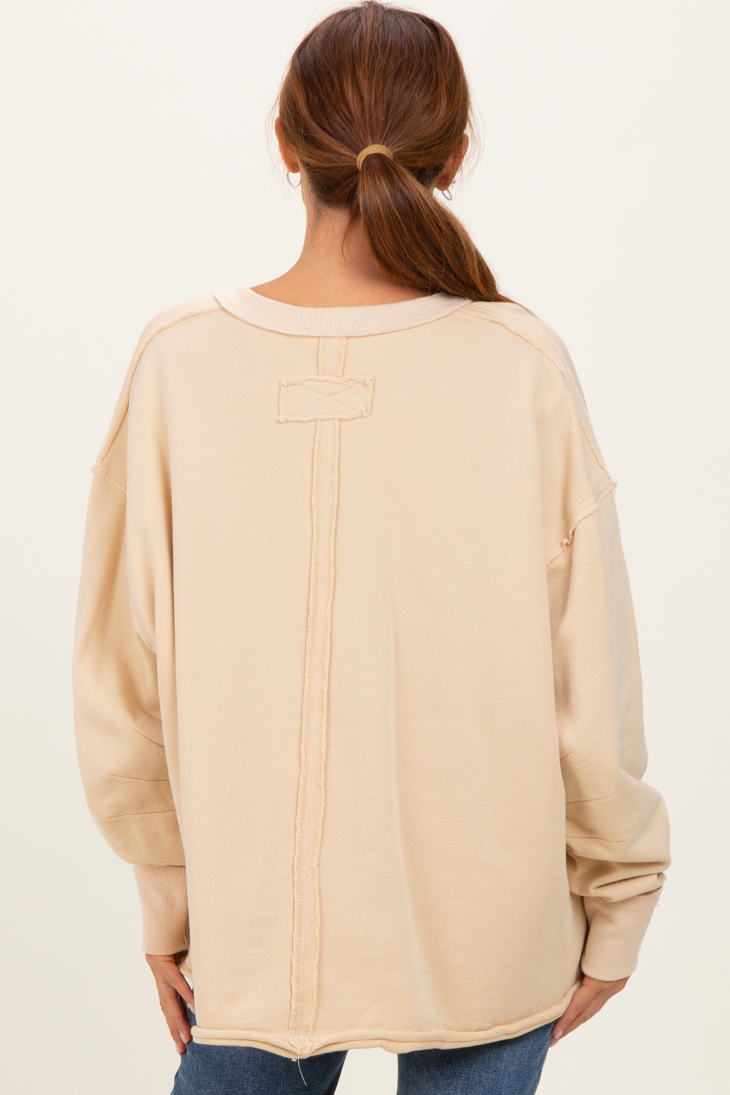 Oatmeal Mineral Washed French Terry Oversized Sweatshirt