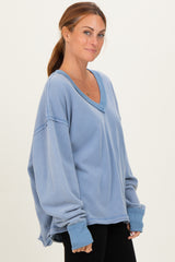 Blue Mineral Washed French Terry Oversized Sweatshirt