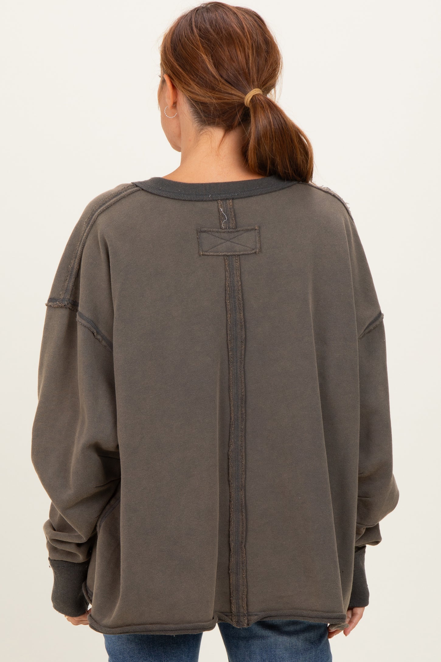 Charcoal Mineral Washed French Terry Oversized Sweatshirt