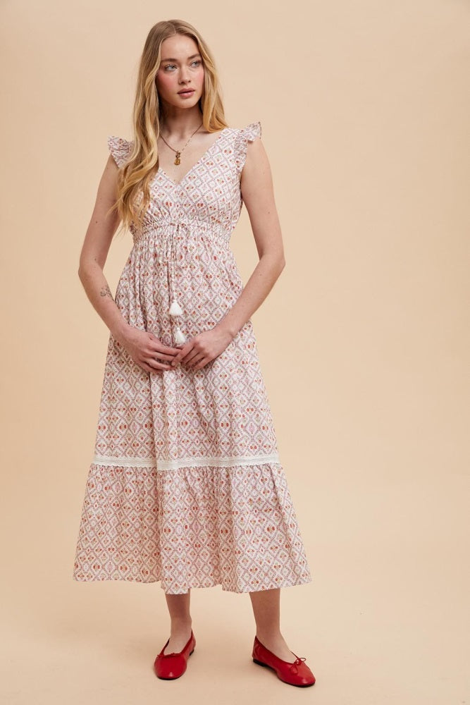 Red Roses Cotton Floral Maxi Dress