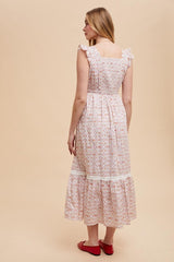 Red Roses Cotton Floral Maxi Dress