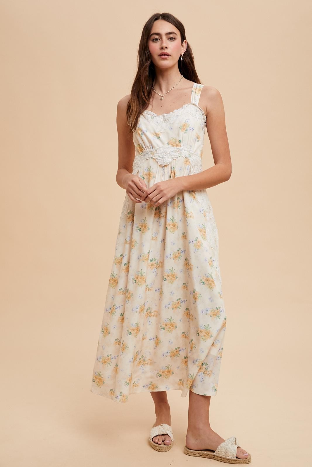 lace overlay dress maxi Yellow Floral Colour:Mauve modest wear SHEIN Tall Women's Fashion Team it with nude