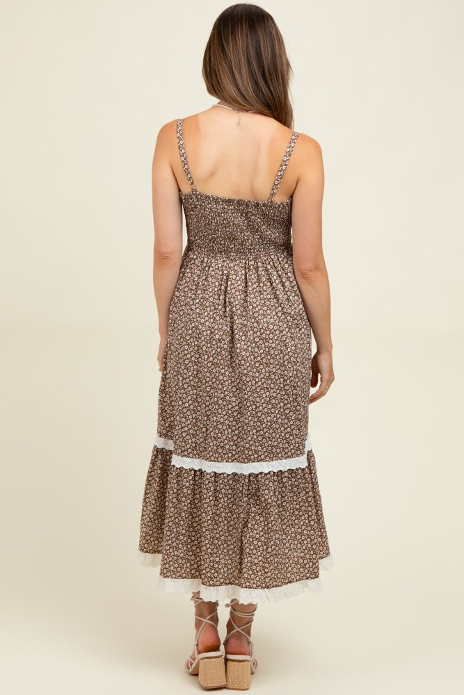 Mocha Mousse Lace Overlay Maternity Maxi Dress PinkBlush Mocha Mousse Lace Overlay Maternity Maxi Dress PinkBlush