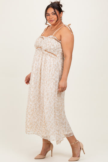 Yellow Plus Garden Floral Printed Smocking Maxi Dress