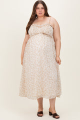 Yellow Plus Garden Floral Printed Smocking Maternity Maxi Dress