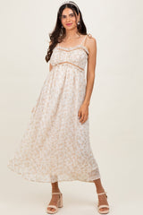 Yellow Garden Floral Printed Smocking Maxi Dress