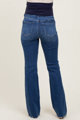 Blue High Rise Raw Hem Bootcut Maternity Jeans