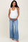 Medium Blue High Rise Frayed Hem Wide Leg Maternity Jeans
