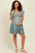 Mint Smocked Bodice V Neck Flutter Sleeve Maternity Dress