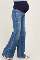 Medium Wash High Rise Wide Maternity Jeans
