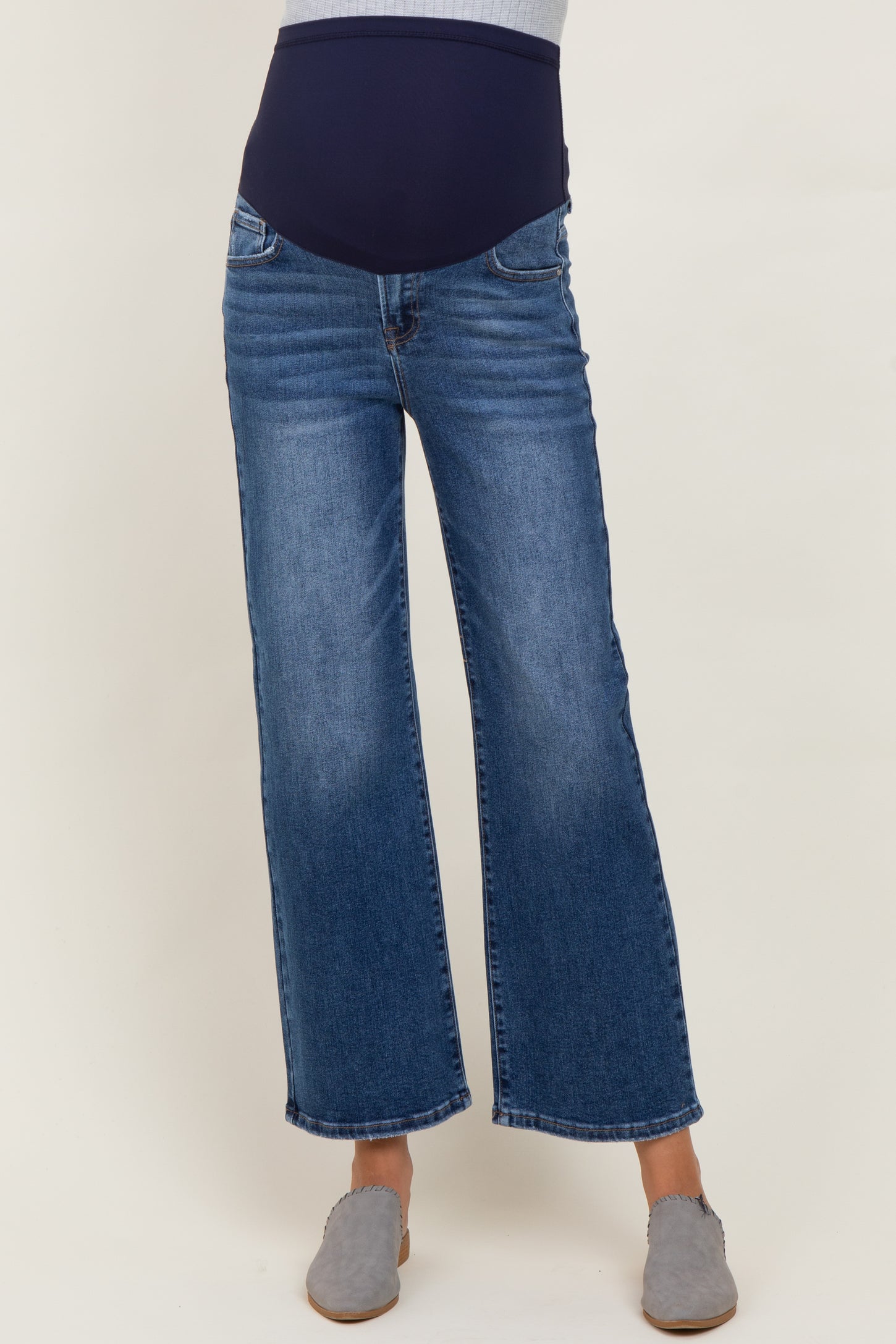 Medium High Rise Ankle Straight Relaxed Maternity Jeans