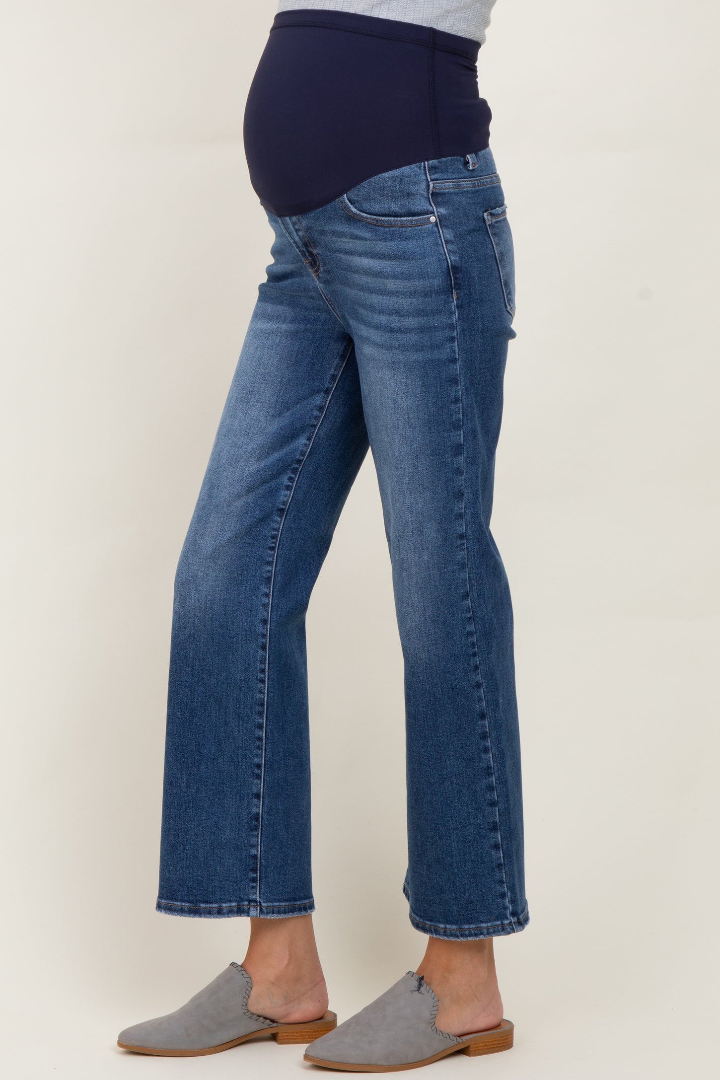 Medium High Rise Ankle Straight Relaxed Maternity Jeans