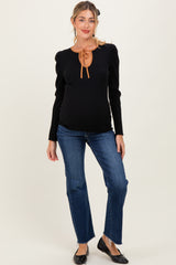 Dark High Rise Crop Straight Raw Cut Hem Maternity Jeans