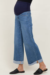Medium Low Rise Ankle Wide Cuffed Maternity Jeans