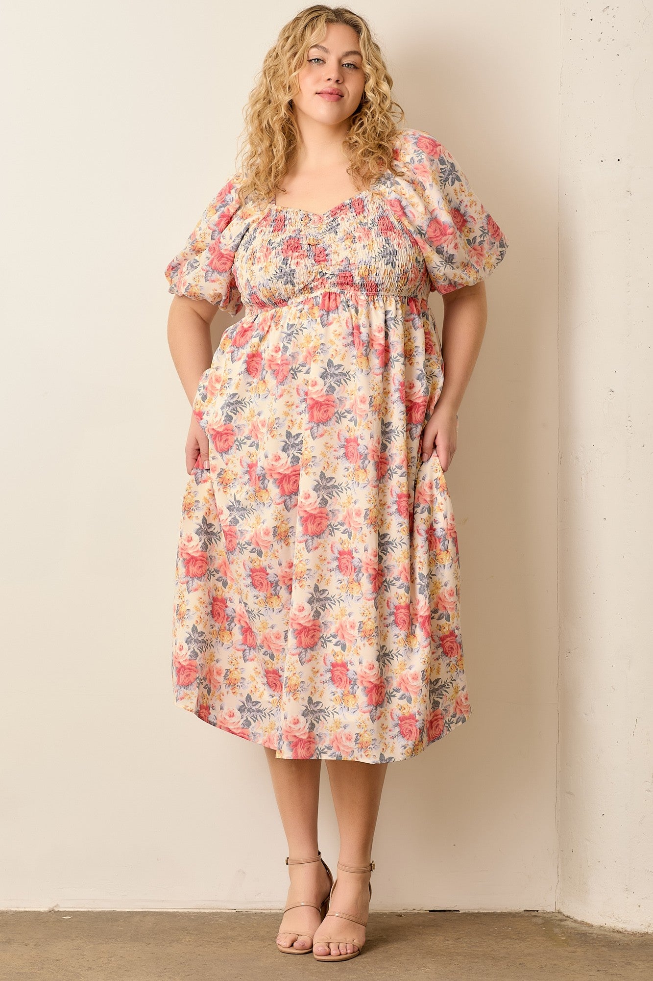 midi dress ruched bust Solara
