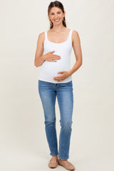 Medium Rinse High Rise Slim Straight Maternity Jeans