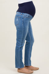 Medium Rinse High Rise Slim Straight Maternity Jeans