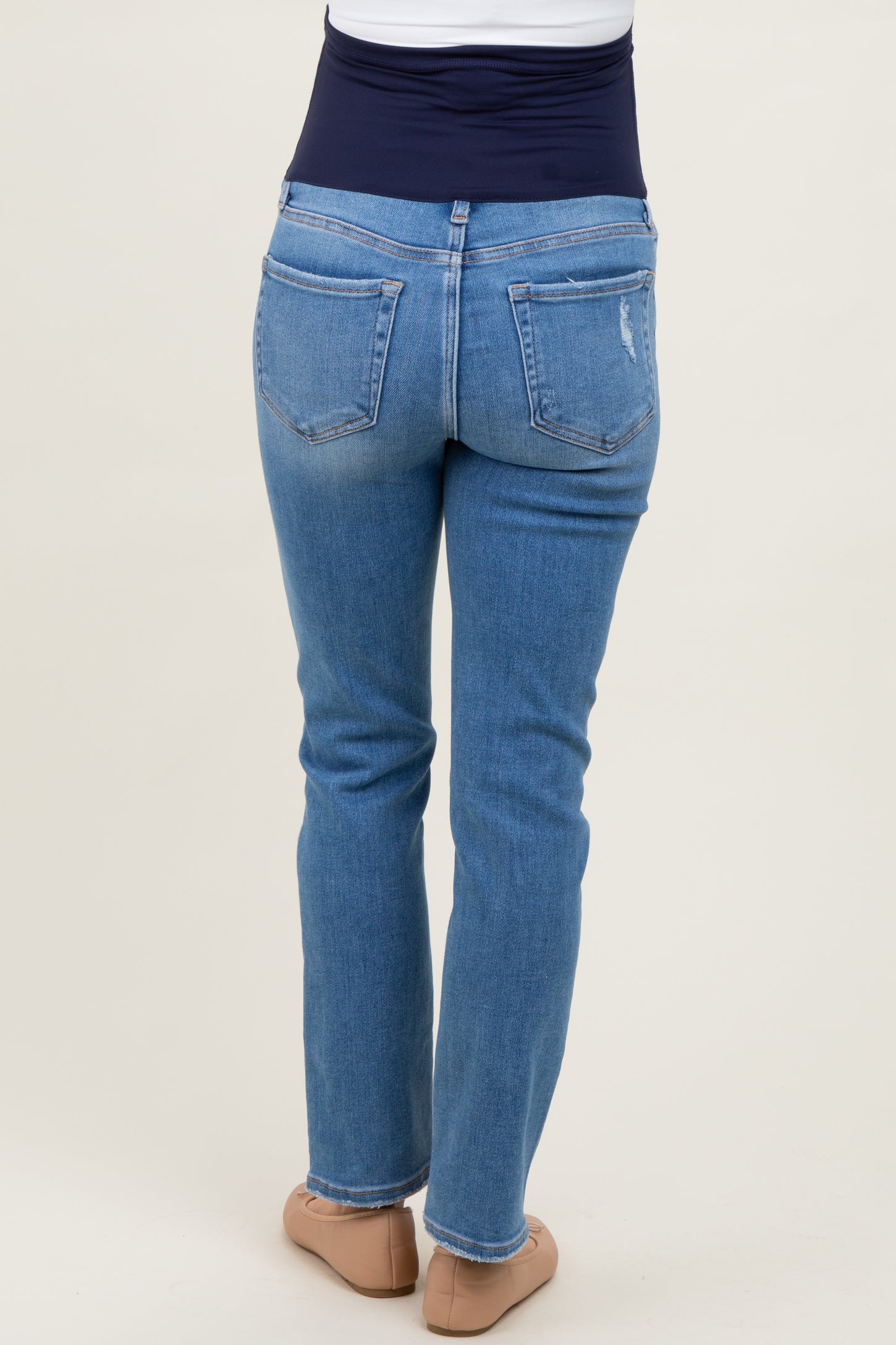 Medium Rinse High Rise Slim Straight Maternity Jeans