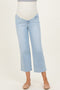 Light Blue High Rise Crop Slim Wide Maternity Jeans