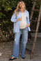 Blue High Rise Distressed Wide Leg Maternity Jeans