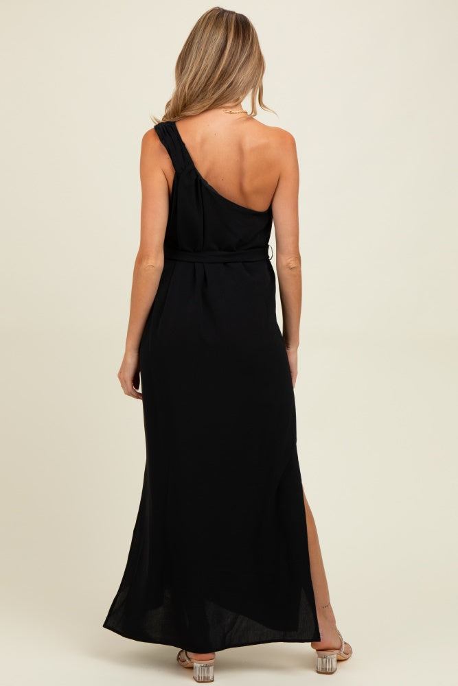 Black Asymmetrical Maternity Maxi Dress Black Asymmetrical Maternity Maxi Dress