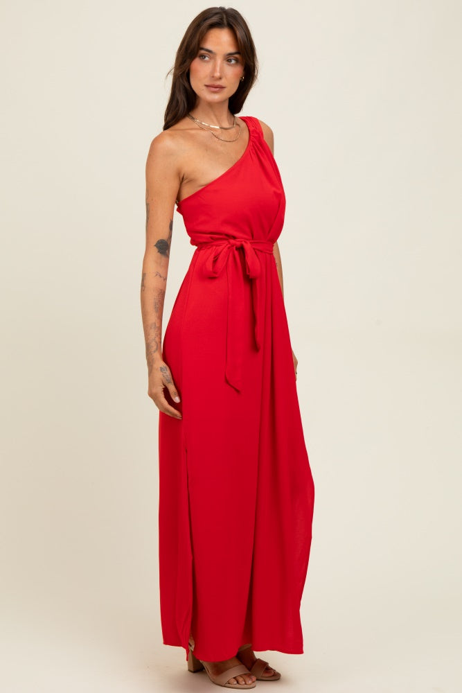 Red Asymmetrical Maxi Dress