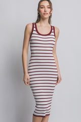 Wine Sleeveless Bodycon Midi Dress