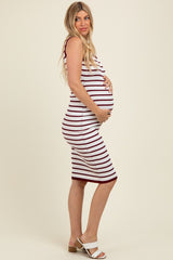Wine Sleeveless Bodycon Maternity Midi Dress