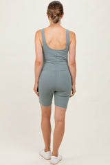 Sage Ribbed Knit Tank Top Maternity Romper