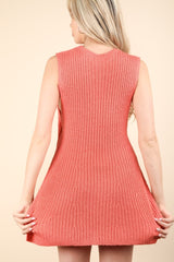 Coral Knit Sleeveless Sweater Shorts Set