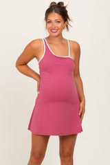 Maroon Activewear Maternity Mini Dress