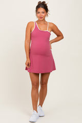 Maroon Activewear Maternity Mini Dress