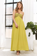 Lime Crochet Contrast Beaded Halter Neck Maxi Dress