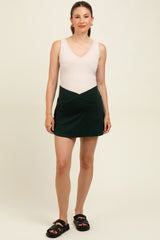 Forest Green Crossover V-Waist Maternity Skort
