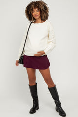 Burgundy Crossover V-Waist Maternity Skort