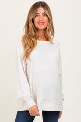 Cream Oversized Cotton Slub Long Sleeve Maternity Top