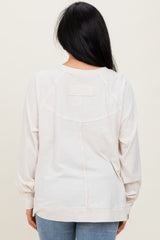 Cream Oversized Cotton Slub Long Sleeve Top