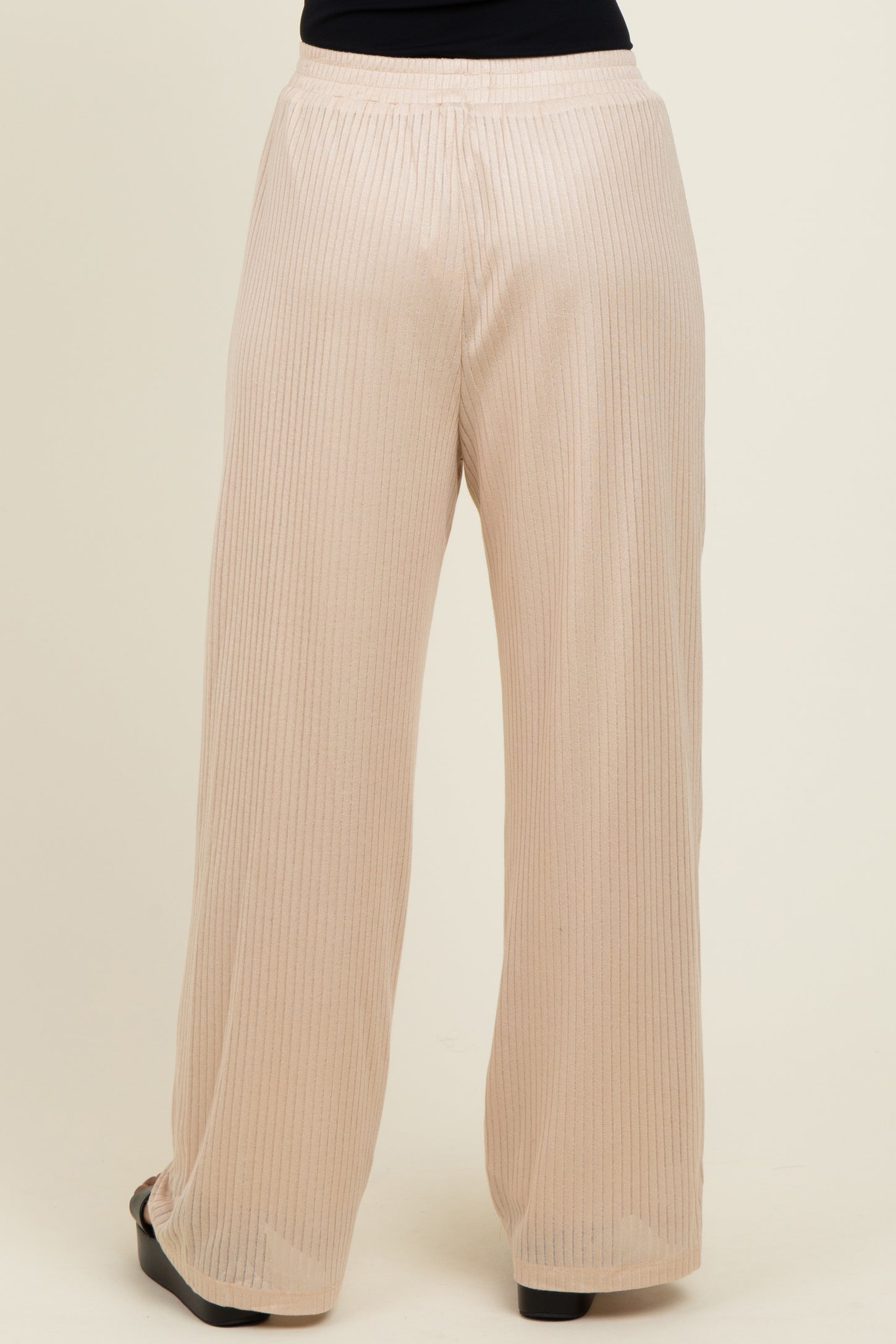 Beige Ribbed Side Pocket Lounge Pants