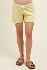 Yellow Drawstring Raw Hem Maternity Shorts