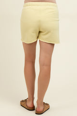 Yellow Drawstring Raw Hem Maternity Shorts