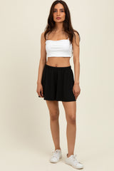 Black Ribbed Maternity Lounge Shorts