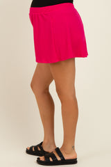 Fuchsia Ribbed Maternity Lounge Shorts