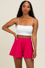 Fuchsia Ribbed Lounge Shorts