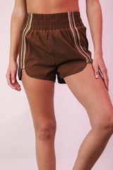 Brown Stripe Detail Active Shorts