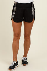Black Stripe Detail Active Maternity Shorts