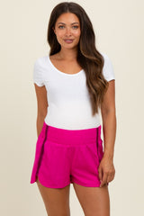 Fuchsia Stripe Detail Active Maternity Shorts