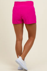 Fuchsia Stripe Detail Active Maternity Shorts