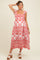 Red Embroidered Smocked Cutout Maternity Midi Dress