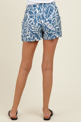 Blue Floral Side Pocket Maternity Shorts